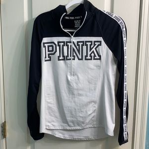 PINK quarter zip sweatshirt with zipper pouch